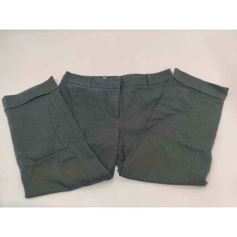 Ann Taylor LOFT Black Textured Cropped Cuffed Dress Pants Mens Size 14